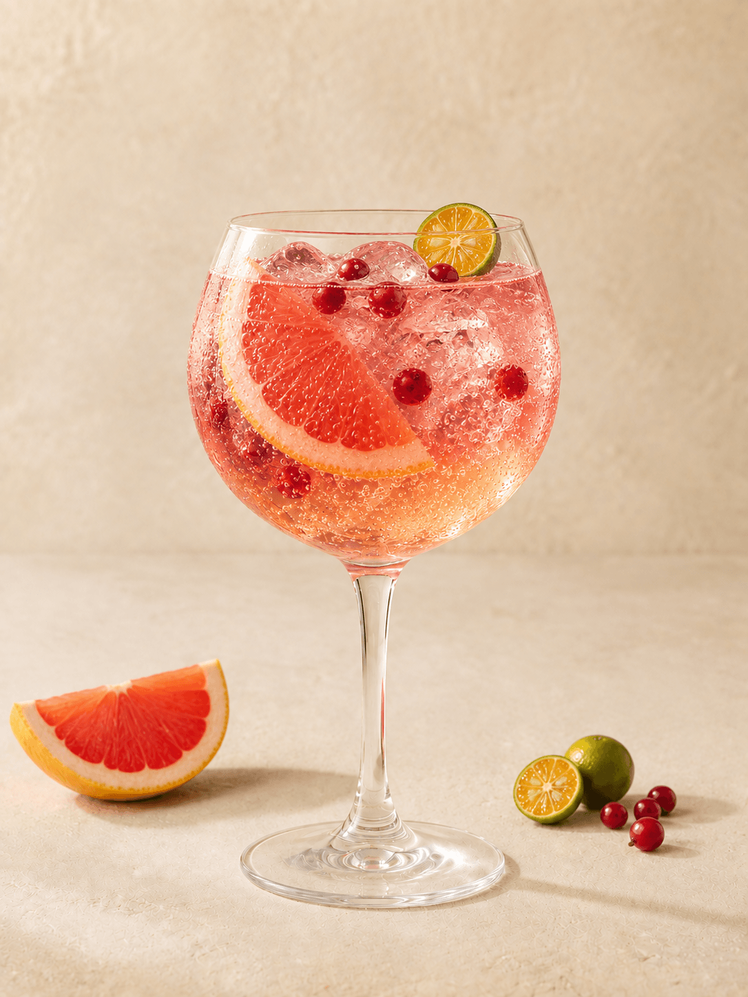 Ягодно-цитрусовый Gin Tonic в большом бокале со льдом