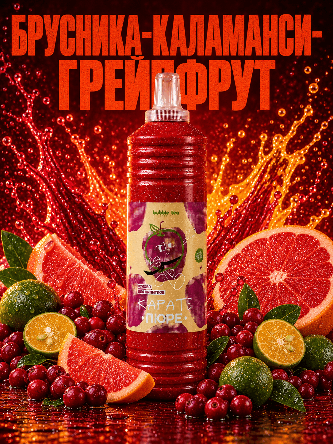Карате Пюре Hot «Брусника — каламанси — грейпфрут» — упаковка