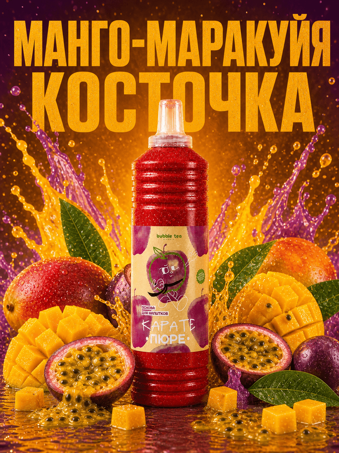 Карате Пюре Hot, микс «Манго-Маракуйя косточка» — упаковка BTR